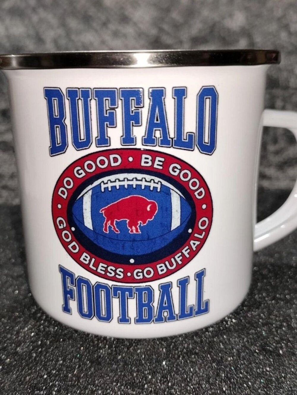 Buffalo Football Collectible Bills Metal Enamel camp mug coffee tea drink cup